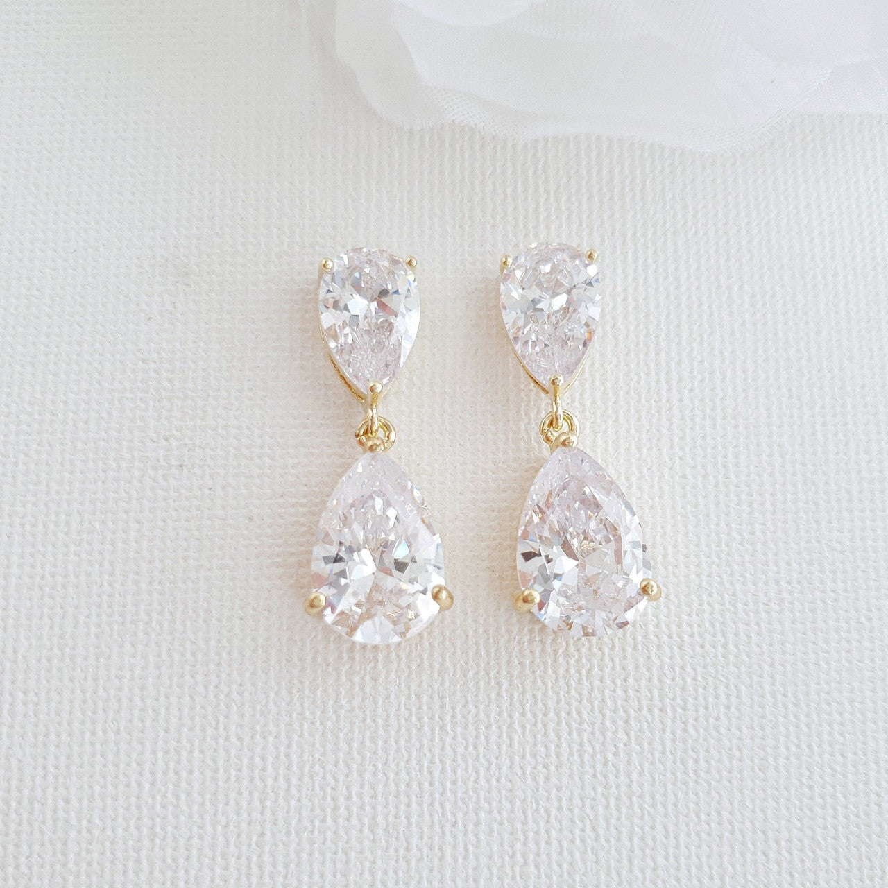 Rose Gold Diamante Earrings-Clara