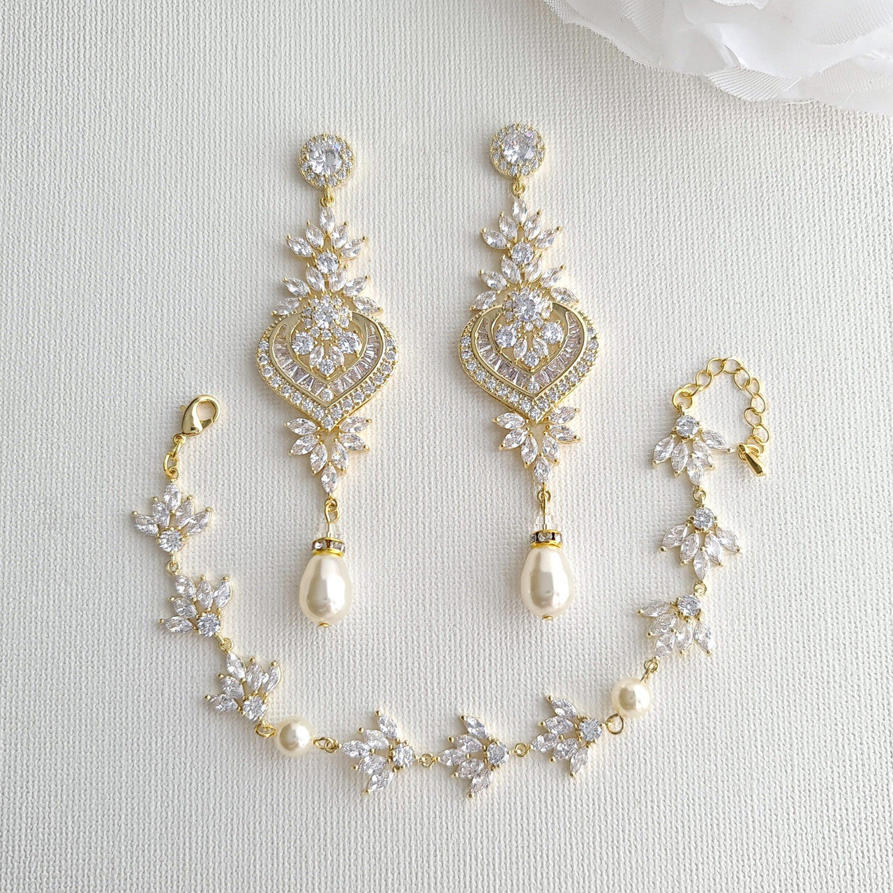 Gold Earrings and Bracelet Set- Rosa