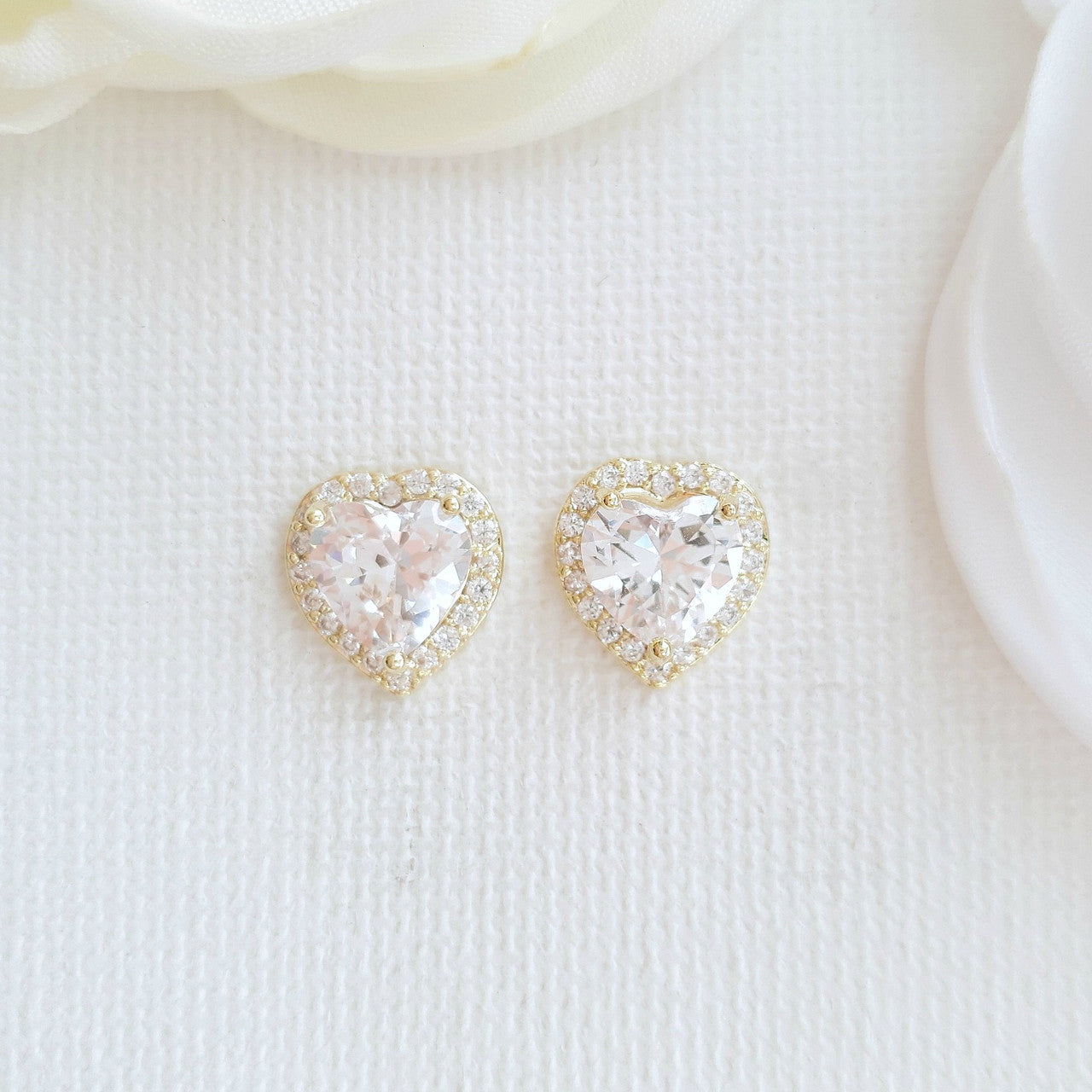 Rose Gold Heart Stud Earrings -Diana