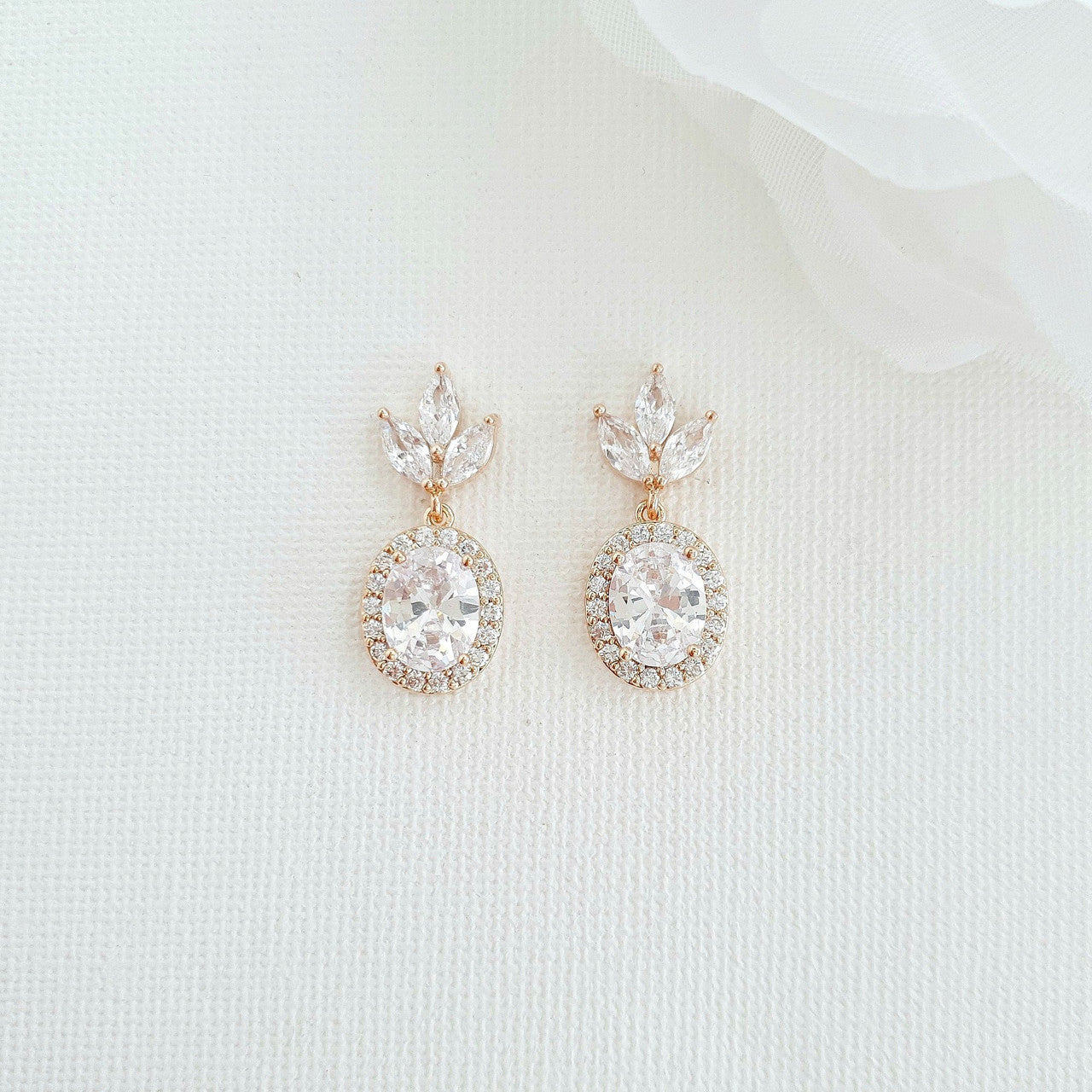 Small Earrings and Necklace Bridesmaid Jewelry Set- Emily