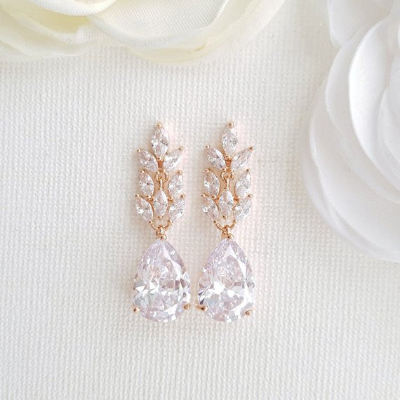 Rose Gold Leaf Earrings- Willow