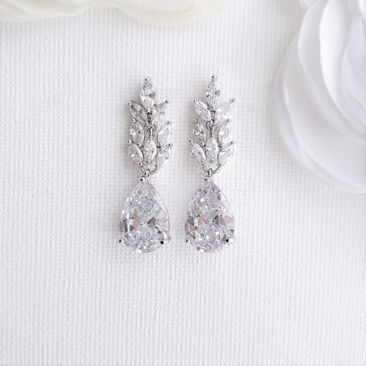 Rose Gold Leaf Bridal Earrings-Willow