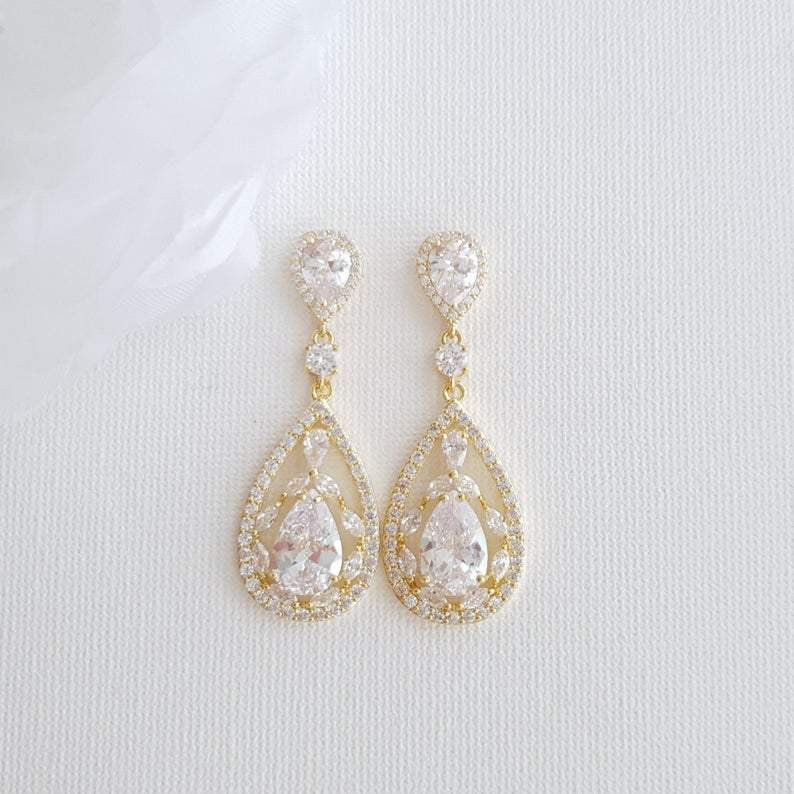 Crystal Wedding Drop Earrings -Esther