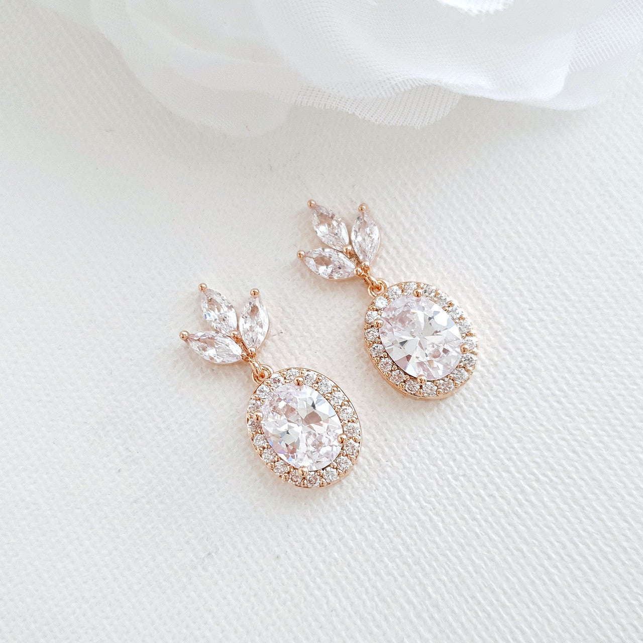 Small Wedding Earrings in Gold- Emily