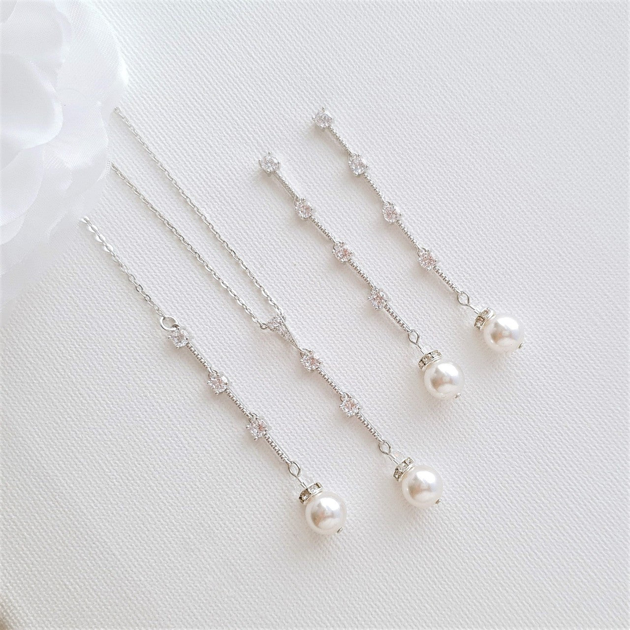 Slim Necklace Earring Bridal Jewelry Set- Ginger