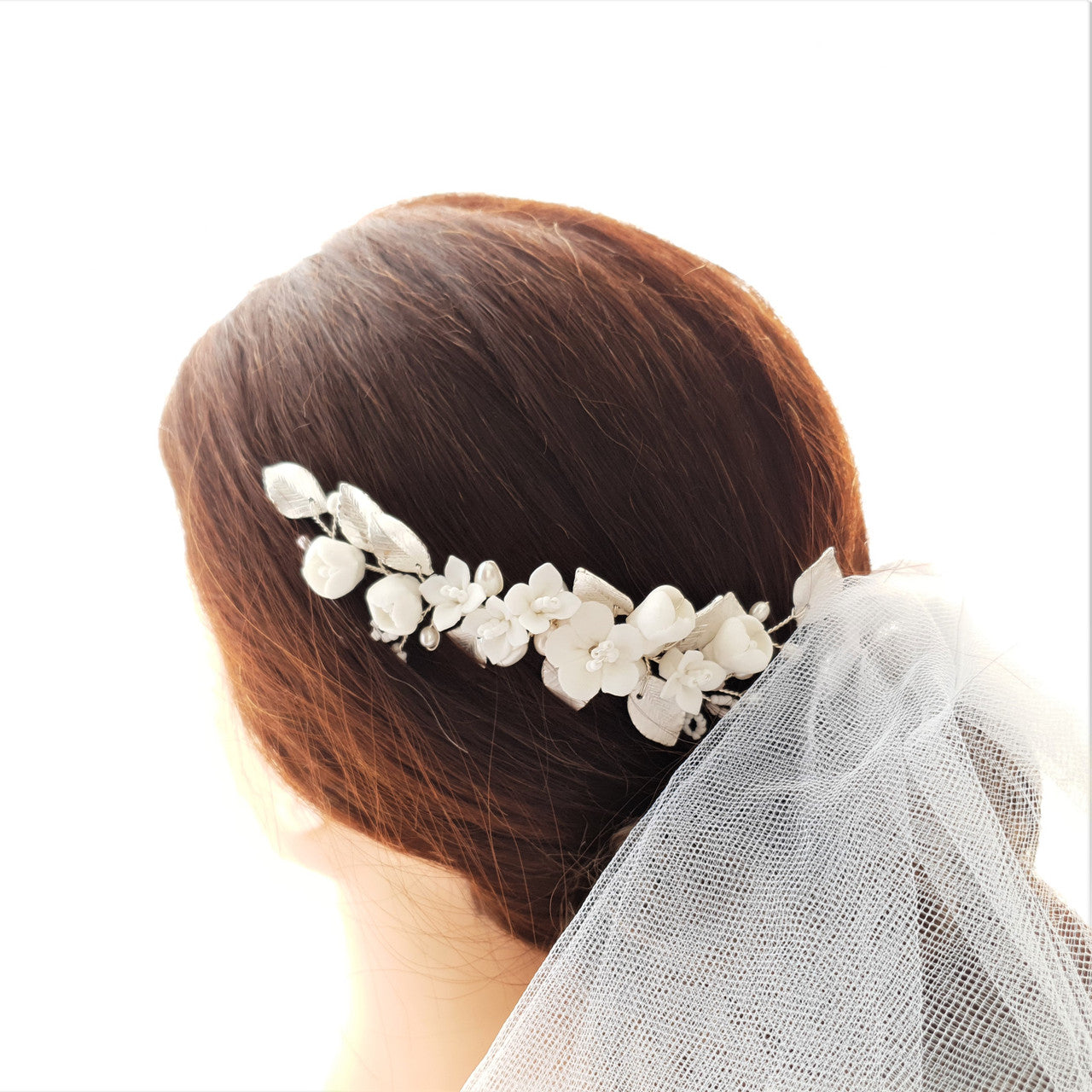 Small Flower Rose Gold Leaf Hair Comb- Fairy