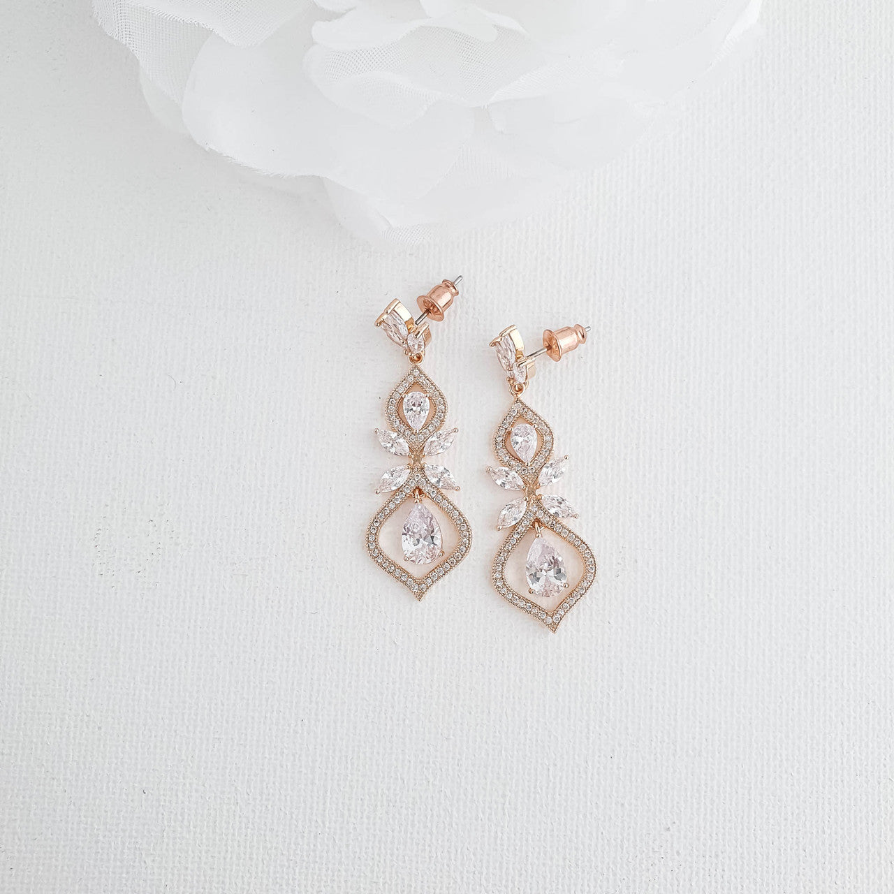 Wedding Earrings for Brides Rose Gold- Meghan