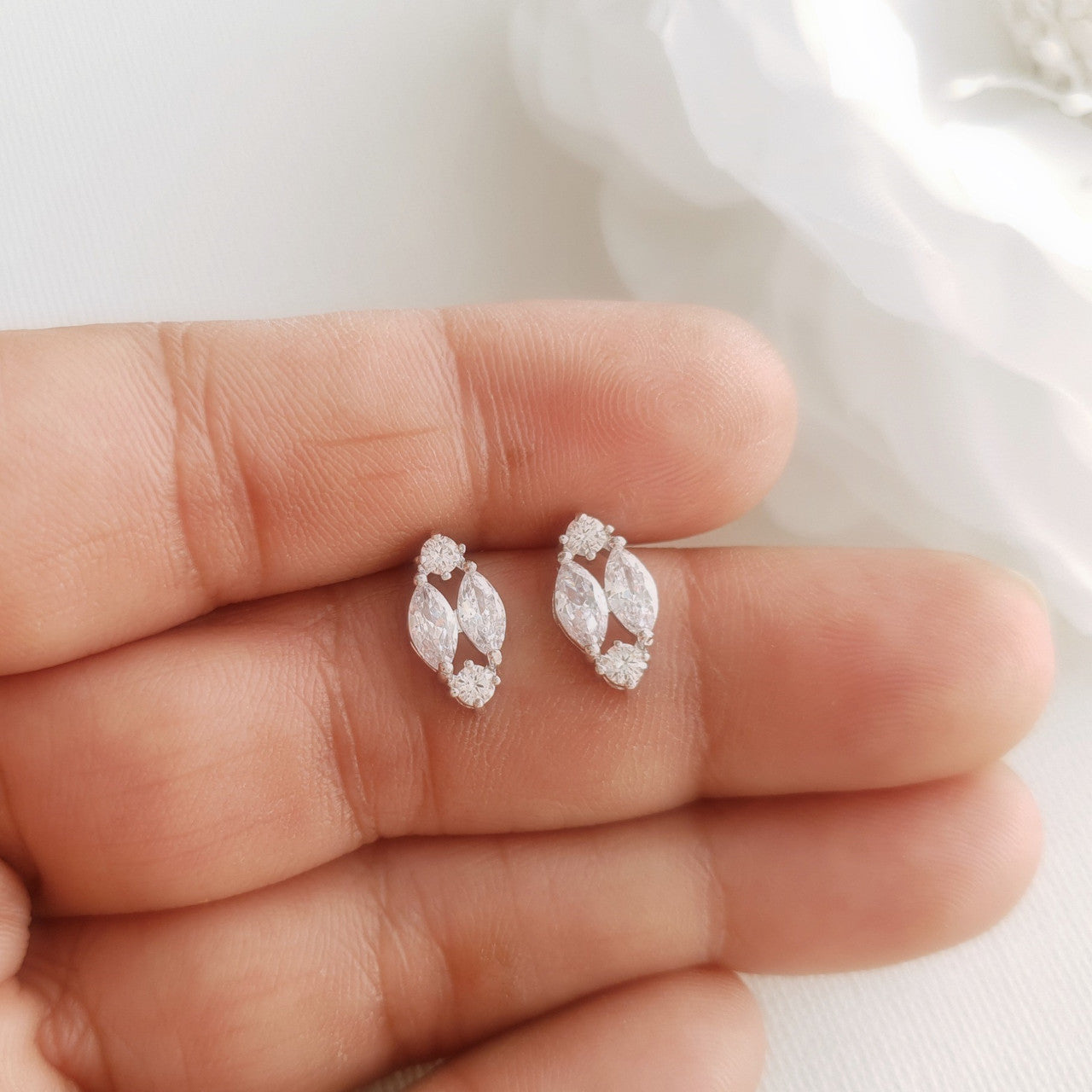Cute Rose Gold Diamond Shaped Stud Earrings-Hayley