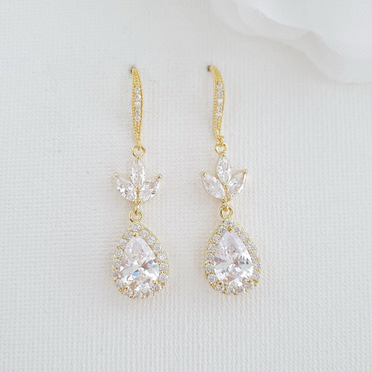 Silver Hook Earrings for Weddings & Brides- Lotus