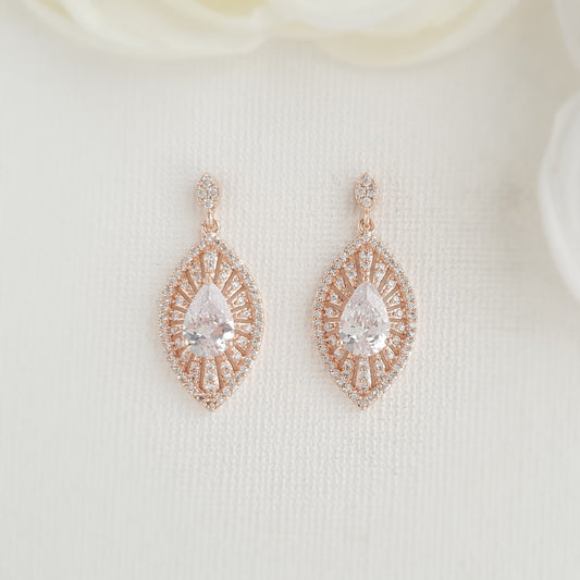 Rose Gold Short Drop Earrings-Zoey