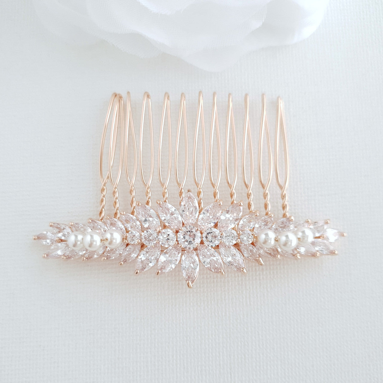 Yellow Gold Hair Comb for Wedding-Giselle