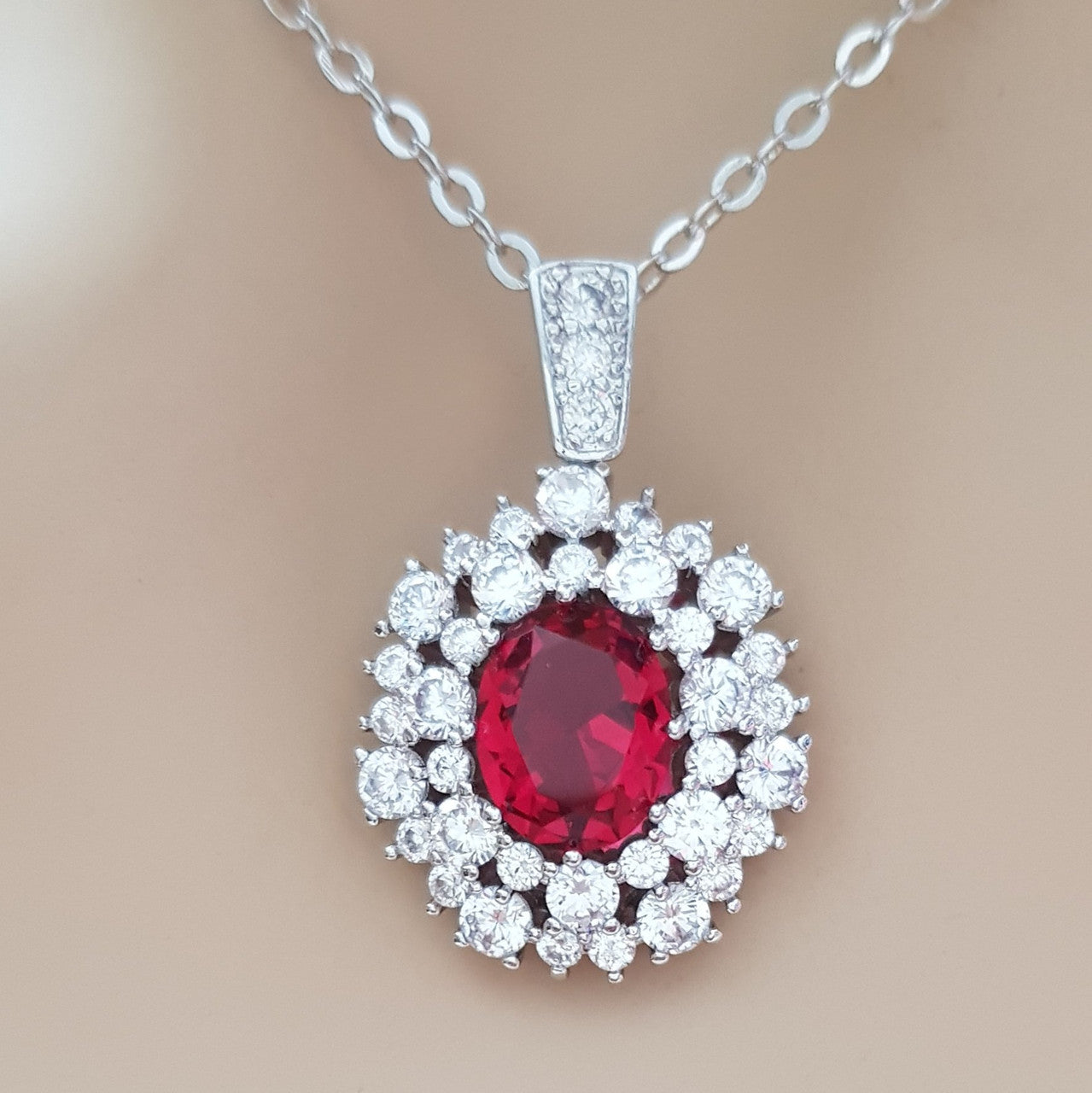 Red Stone Necklace-Cherry