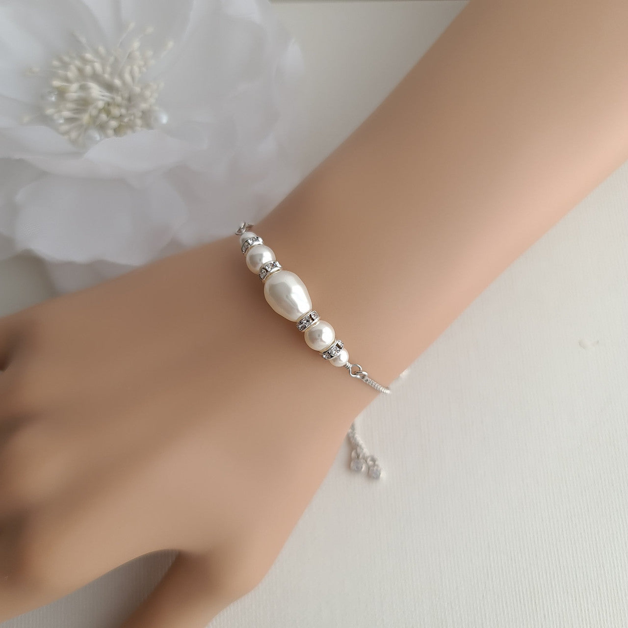 Pearl Earrings Necklace Bracelet Bridesmaids & Bridal Jewellery Set- Ella