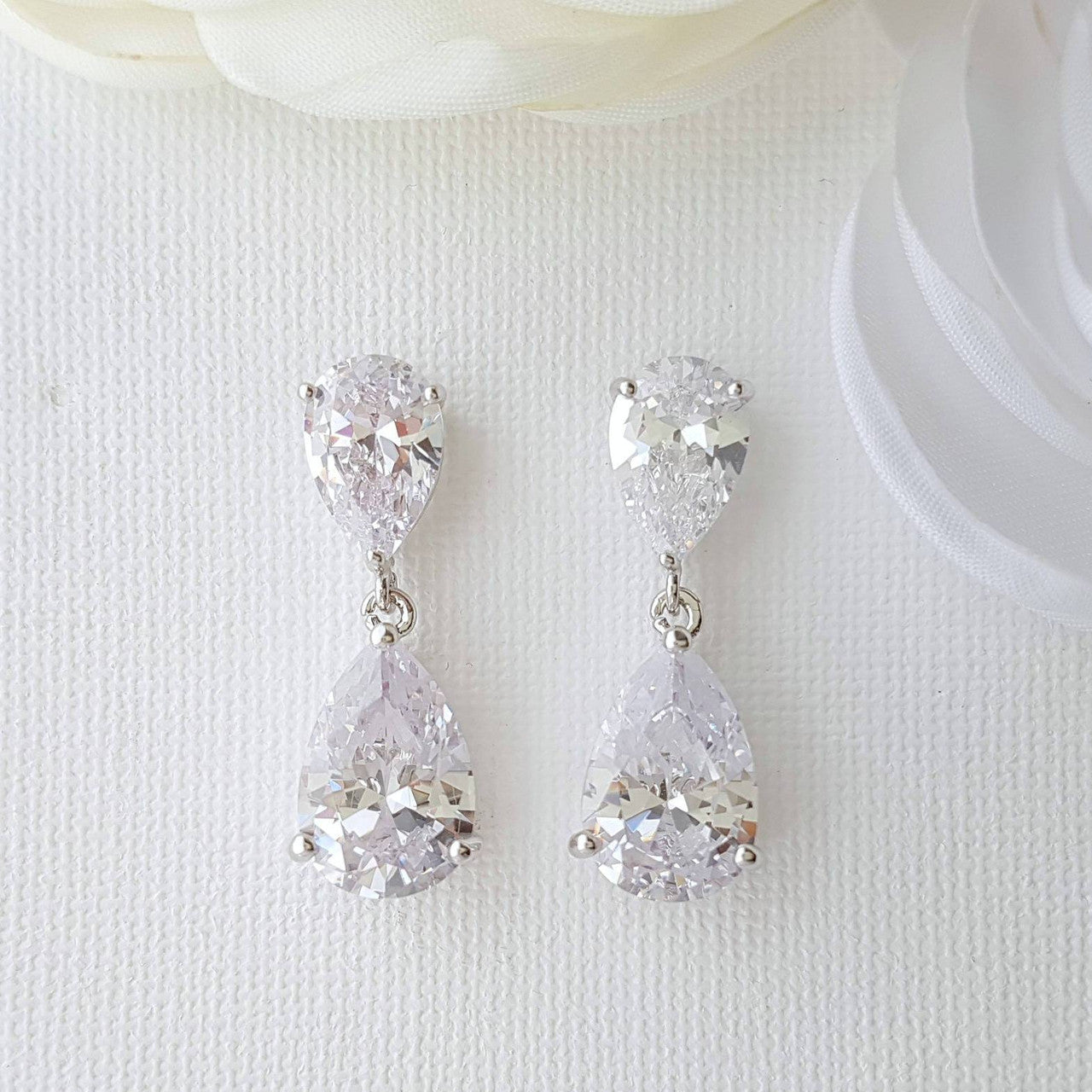 Rose Gold Diamante Earrings-Clara