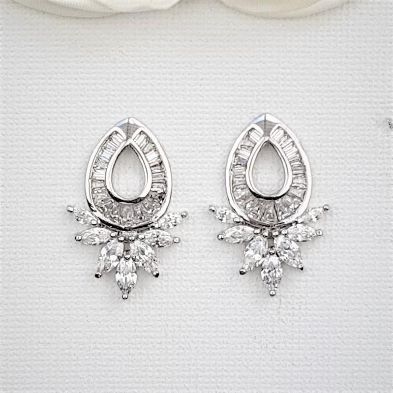 Cubic Zirconia Oval Stud Earrings