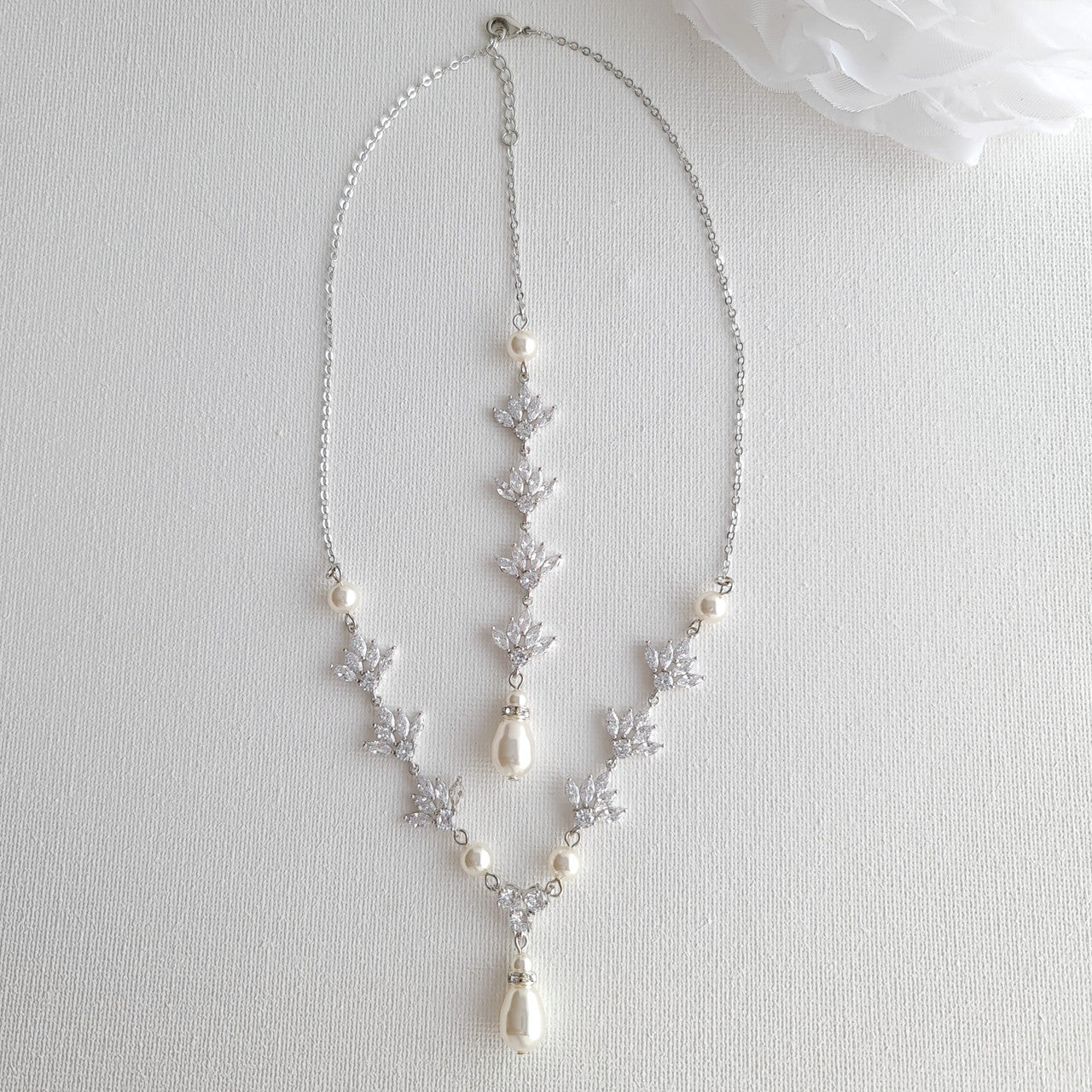 Gold Crystal Backdrop Necklace - Rosa