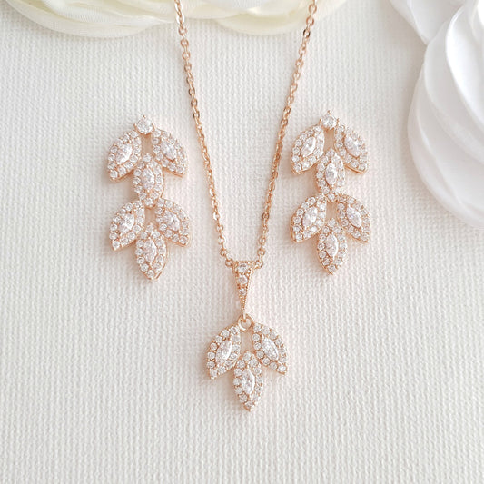 Rose Gold Bridal Jewellery Set-Abby