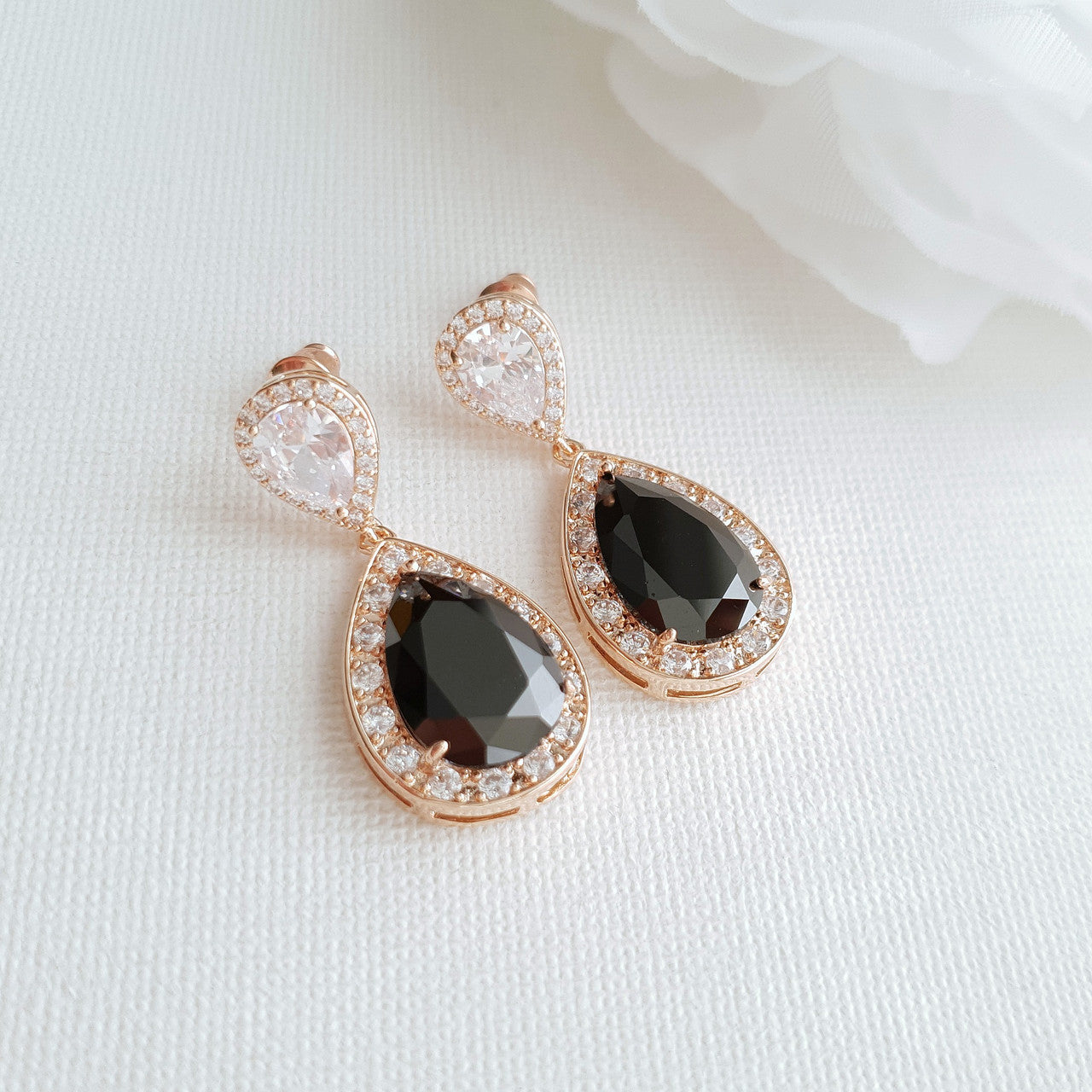 Rose Gold and Black Earrings-Zoe