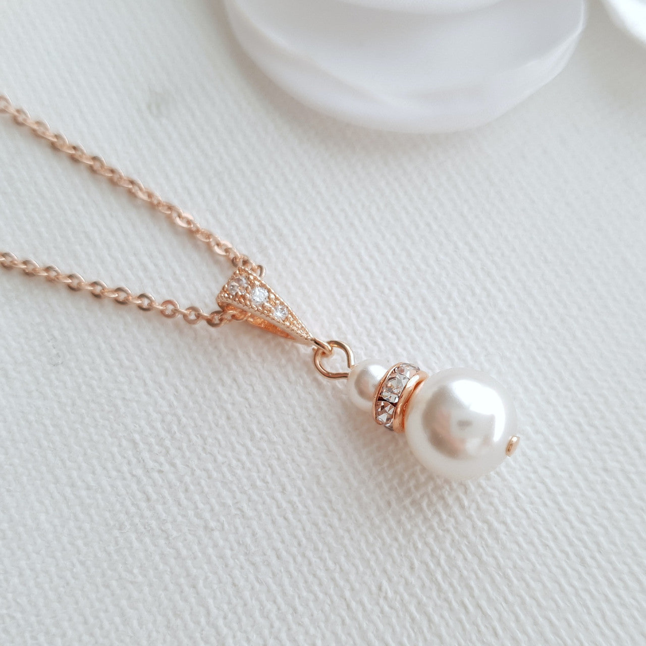 Silver Bridesmaid Pearl Necklace- Ava