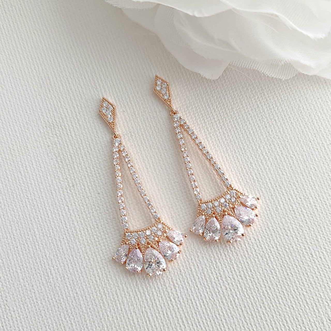 Bridal & Bridesmaids Rose Gold Earrings- Poetry Designs