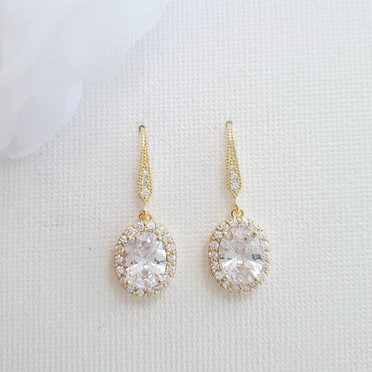 small gold dangle drop earrings for Brides, Bridesmaids, weddings- Poetry Designs