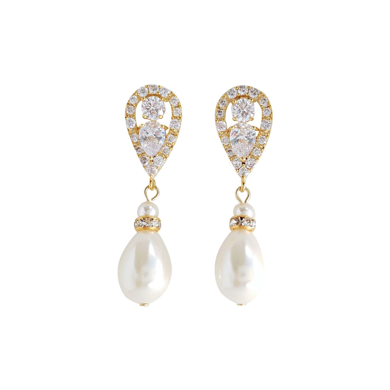 Gold Pearl Earrings-Cera