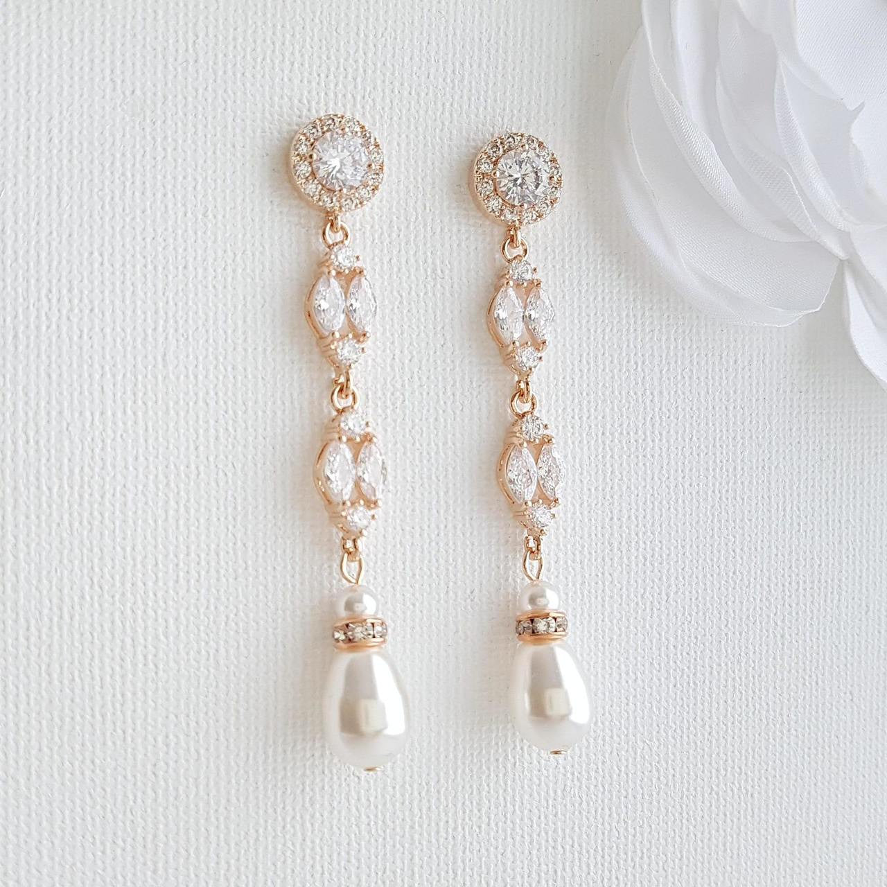 Gold Crystal Earrings-Hayley