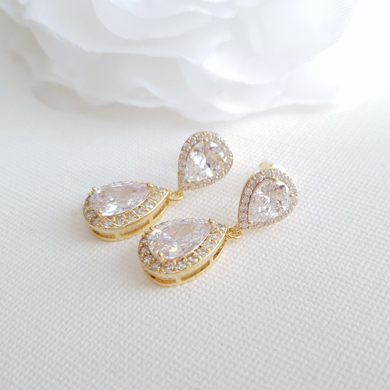 Gold Teardrop Earrings-Emma