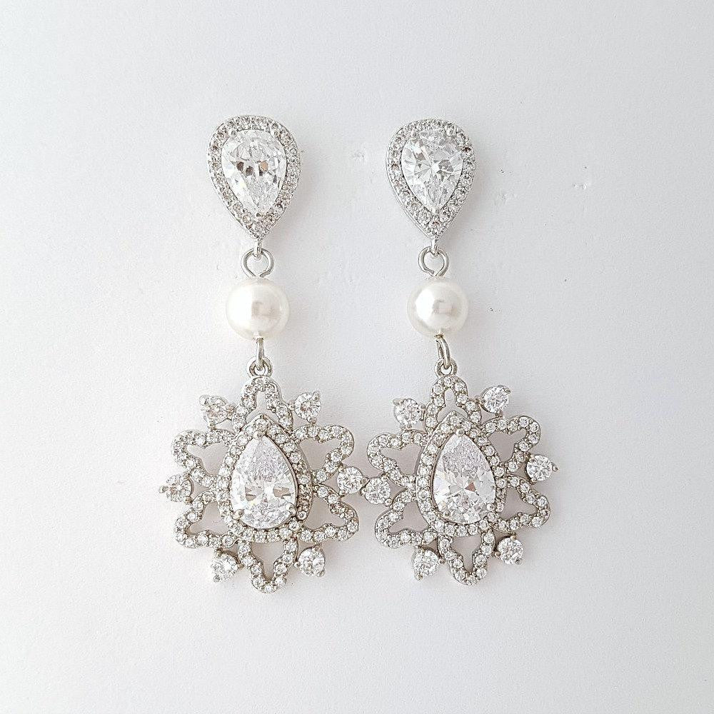 Crystal Bridal Earrings- Fiona