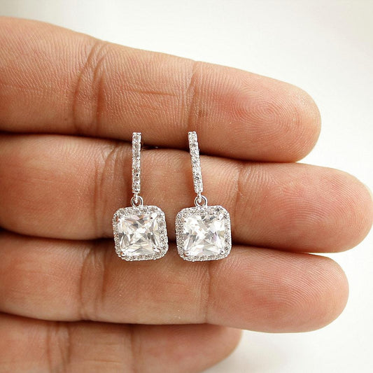 Small Square Drop Earrings-Louise