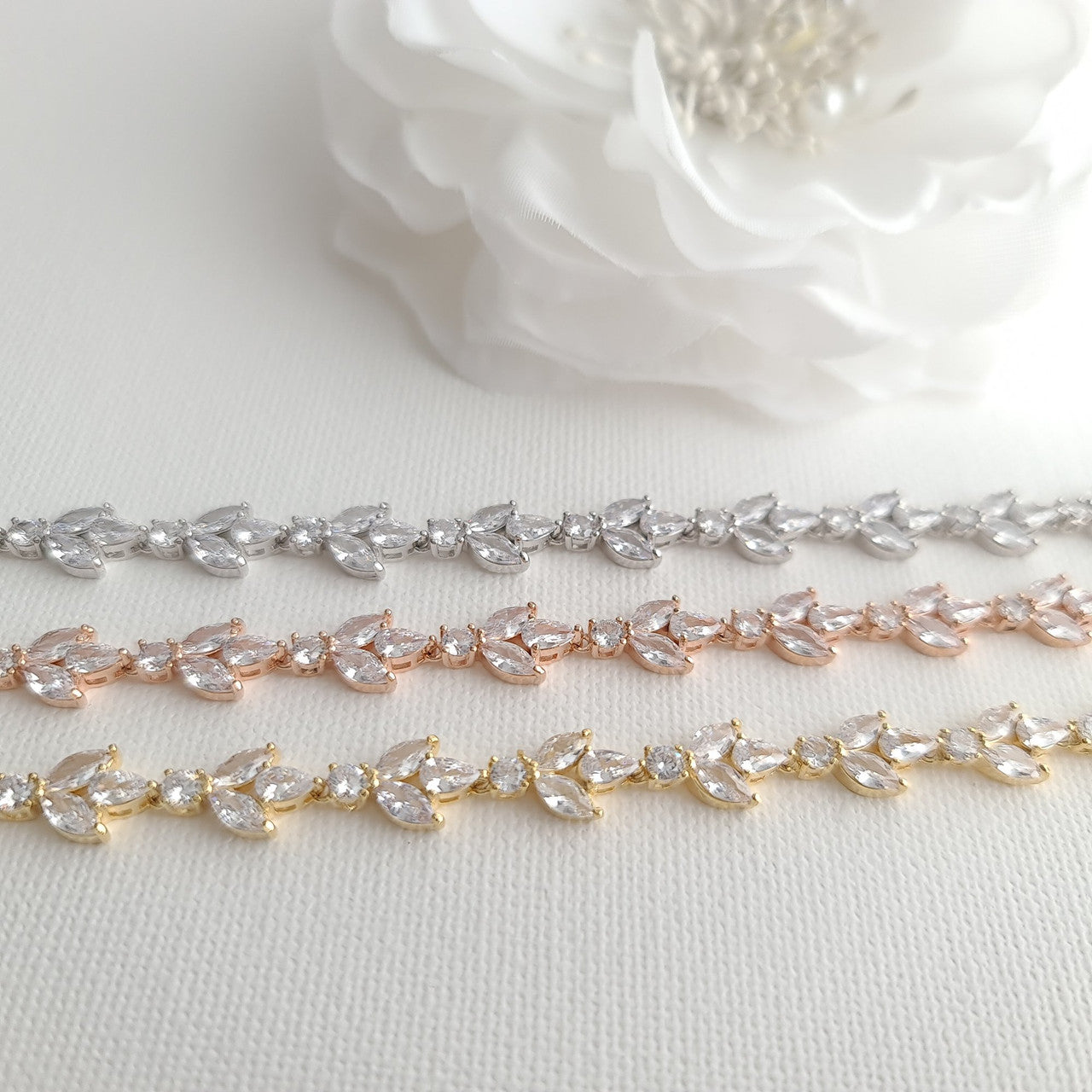 Rose Gold Bride Bracelet for Wedding Day-Anya