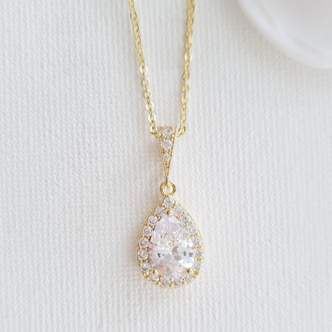 Teardrop Bridal & Bridesmaids Pendant Necklace-Emma