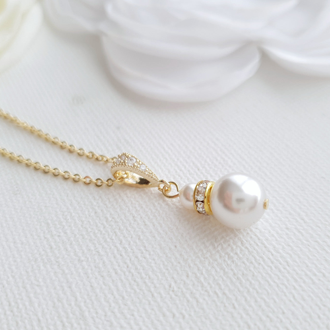 Silver Bridesmaid Pearl Necklace- Ava