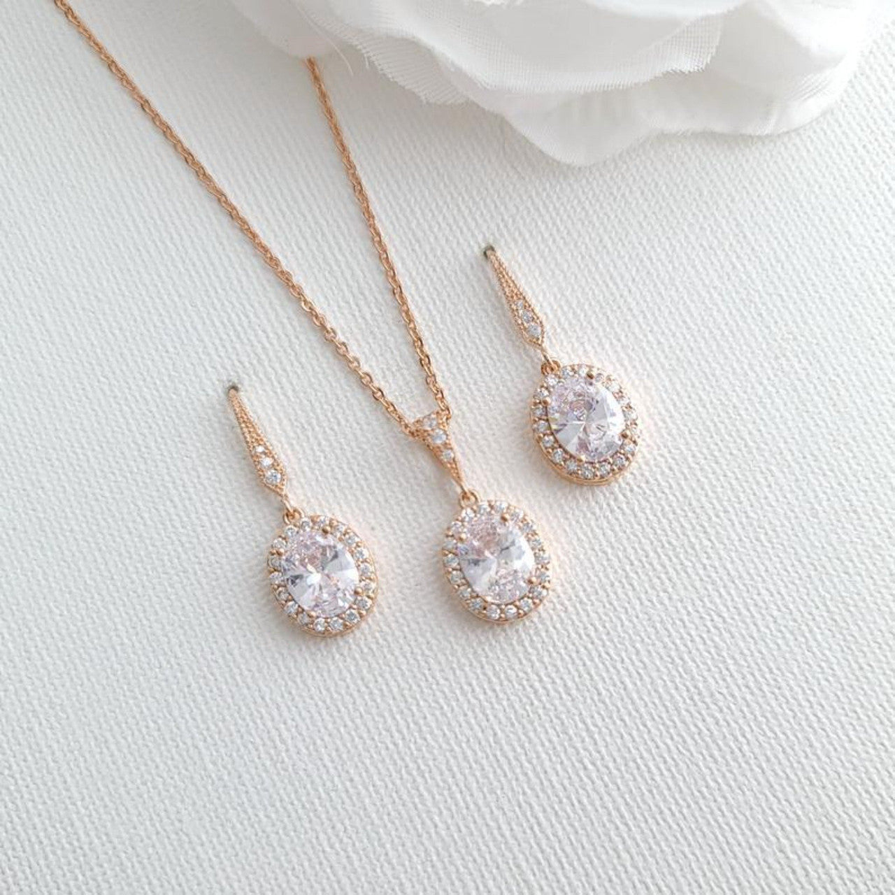 Rose Gold Bridesmaid Jewellery Set-Emily