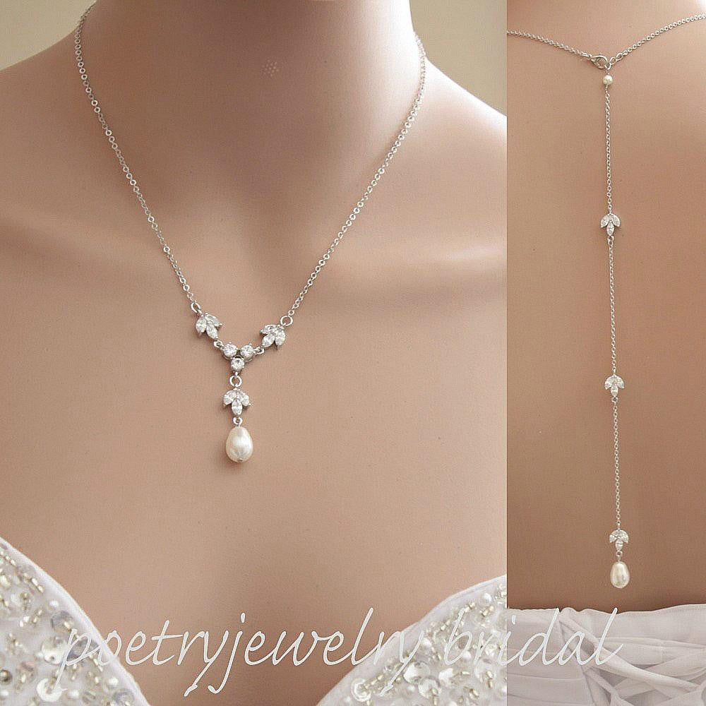 Crystal Wedding Backdrop Necklace-Leila