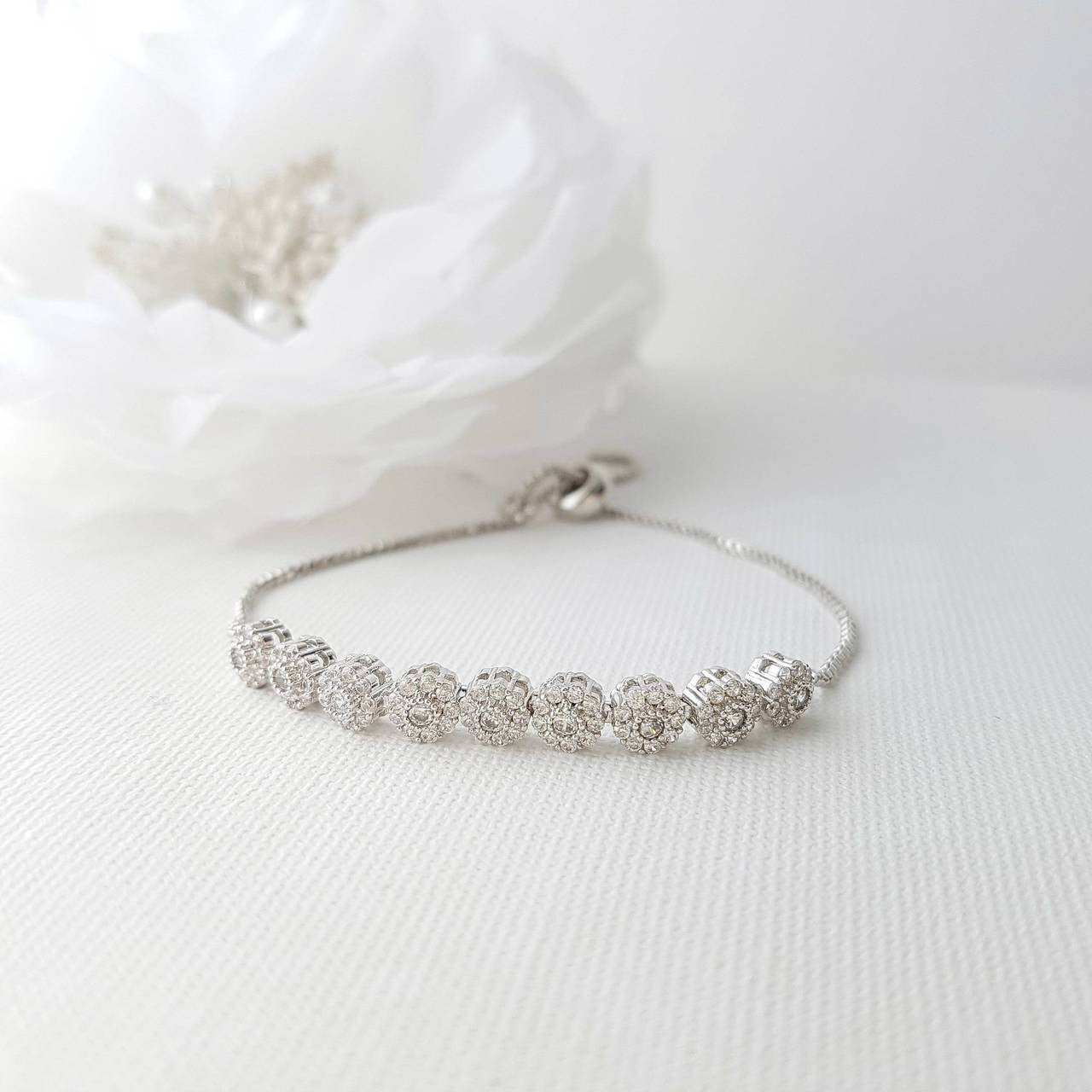 Gold Bridal Bracelet, Bangle Bracelet, Wedding Jewelry, Rose Gold, Crystal , Wedding Bracelet, Adjustable Bracelet, Reagan Bracelet