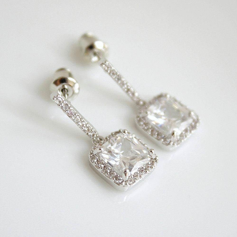 Small Square Drop Earrings-Louise