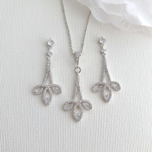 Modern Bridal Jewellery Set Earrings & Necklace-Allison