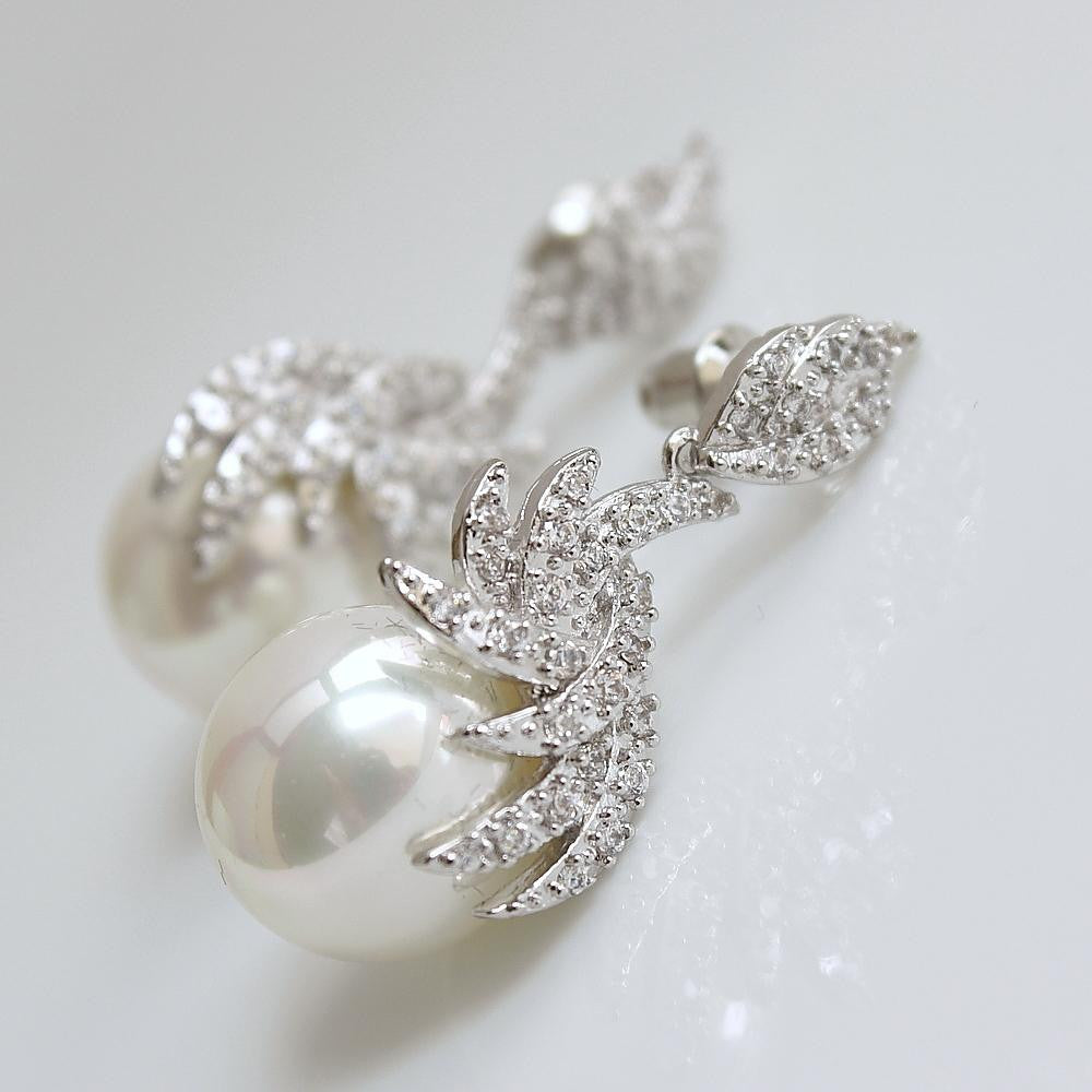 White Faux Pearls Earrings