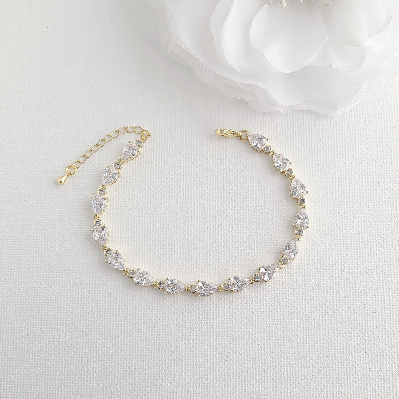 Teardrop Bracelet and Earrings Set for Weddings-Hazel