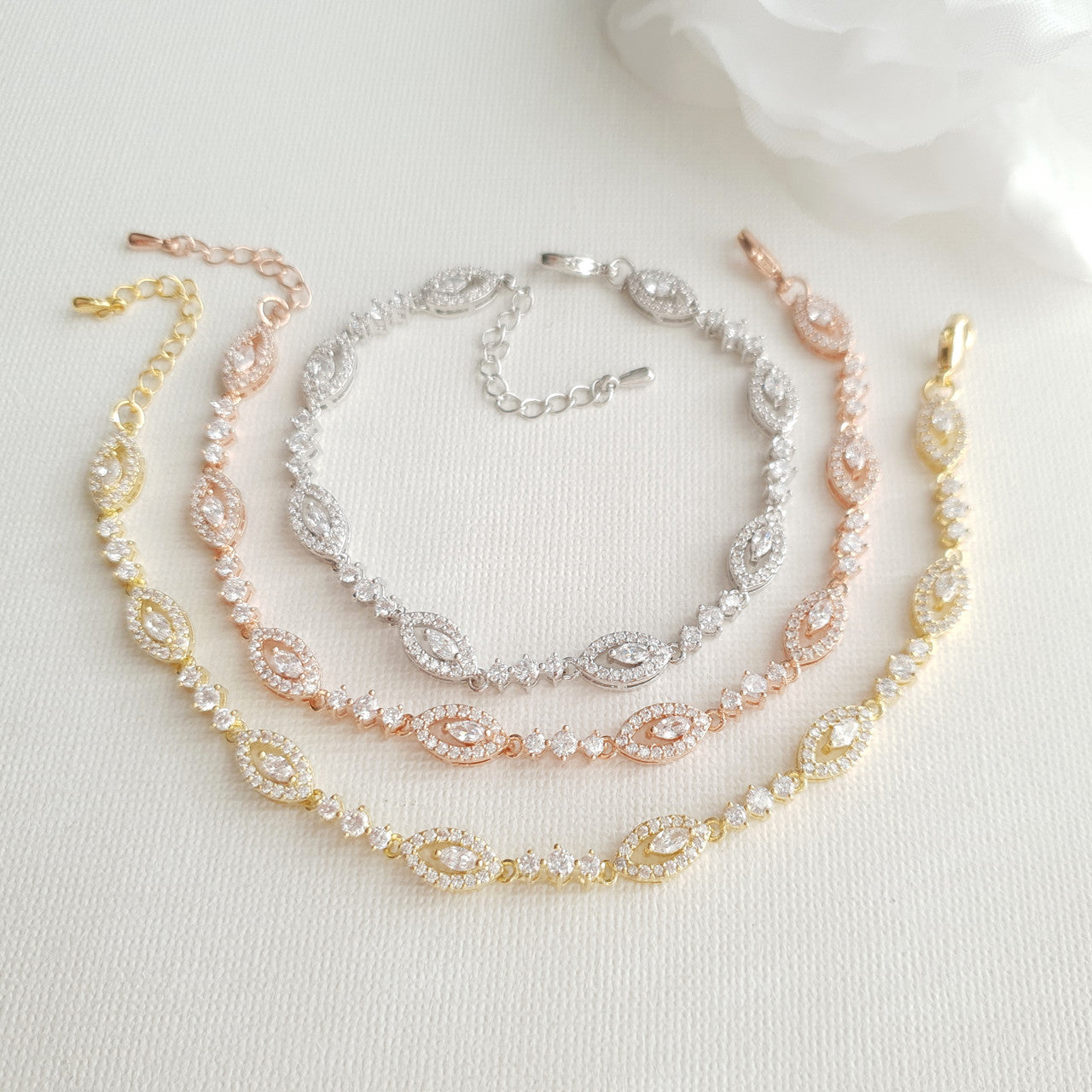 Slim Rose Gold Wedding Bracelet- Hannah