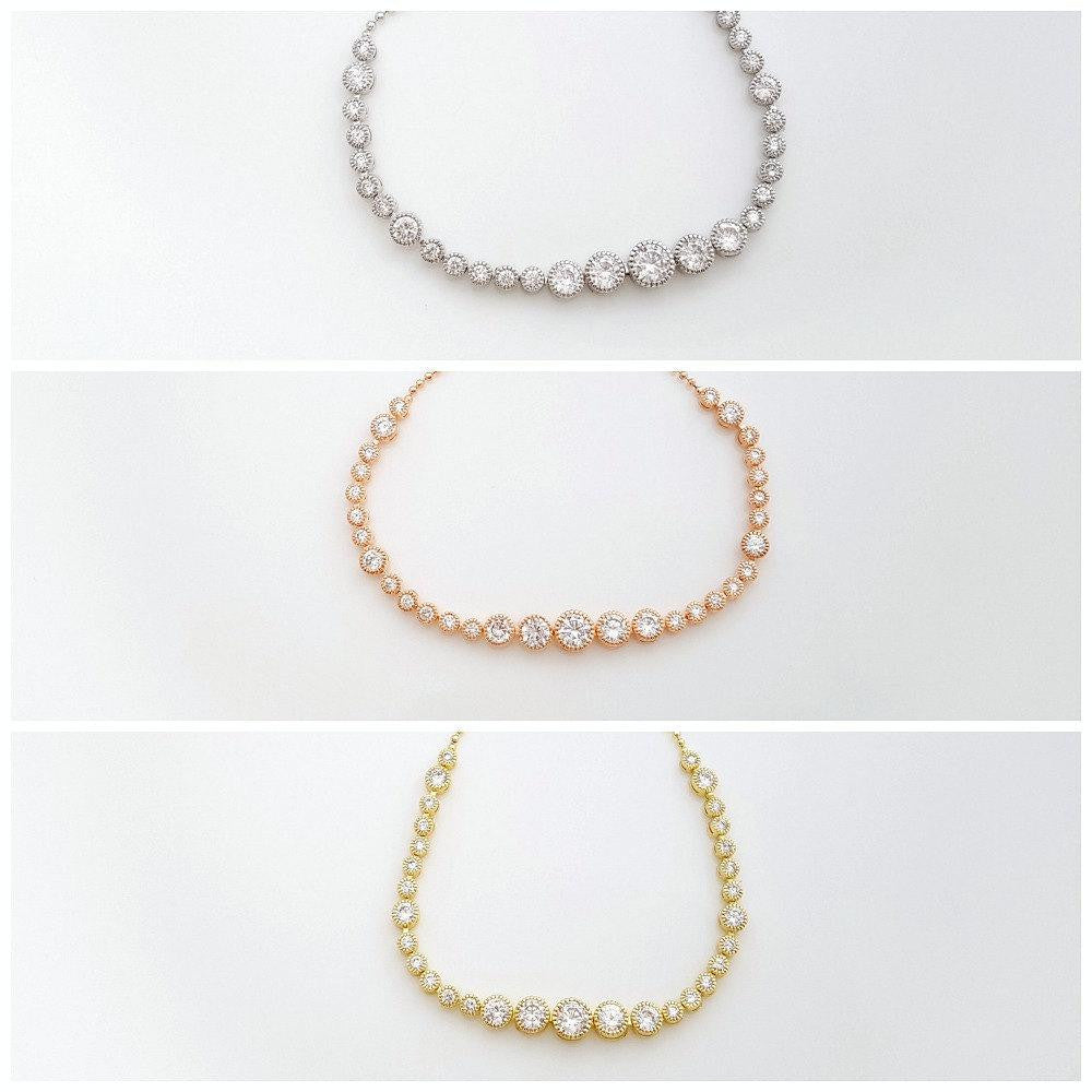 Gold Bridal Bracelet, Gold Bridesmaid Bracelet, Wedding Tennis Bracelet, Rose Gold, Crystal Wedding Bracelet, Wedding Jewelry, Zara