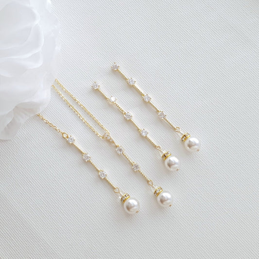 Thin Gold Necklace Earring Wedding Jewelry Set- Ginger