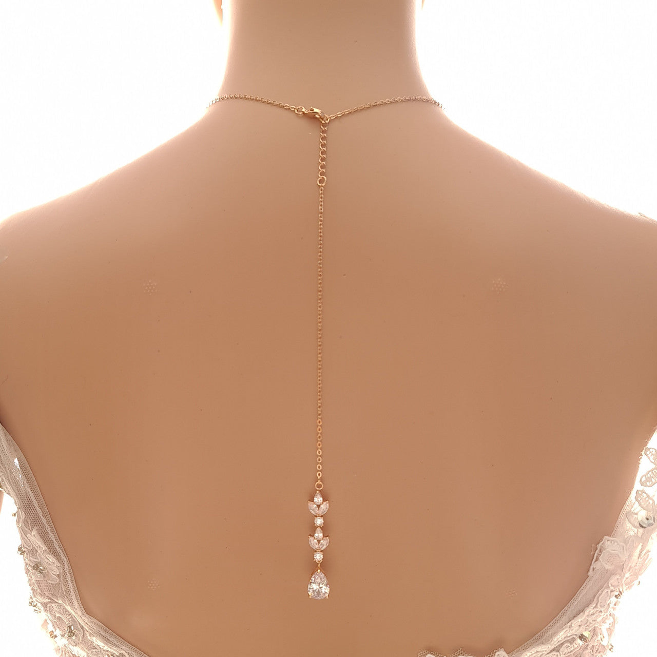 Pendant Necklace with Backdrop in Rose Gold-Anya