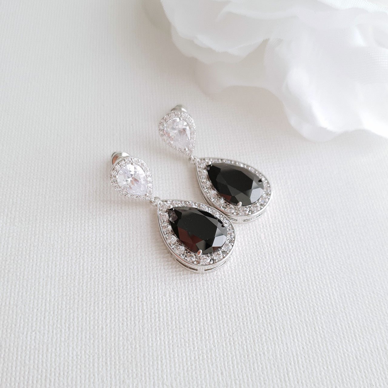 Rose Gold and Black Earrings-Zoe