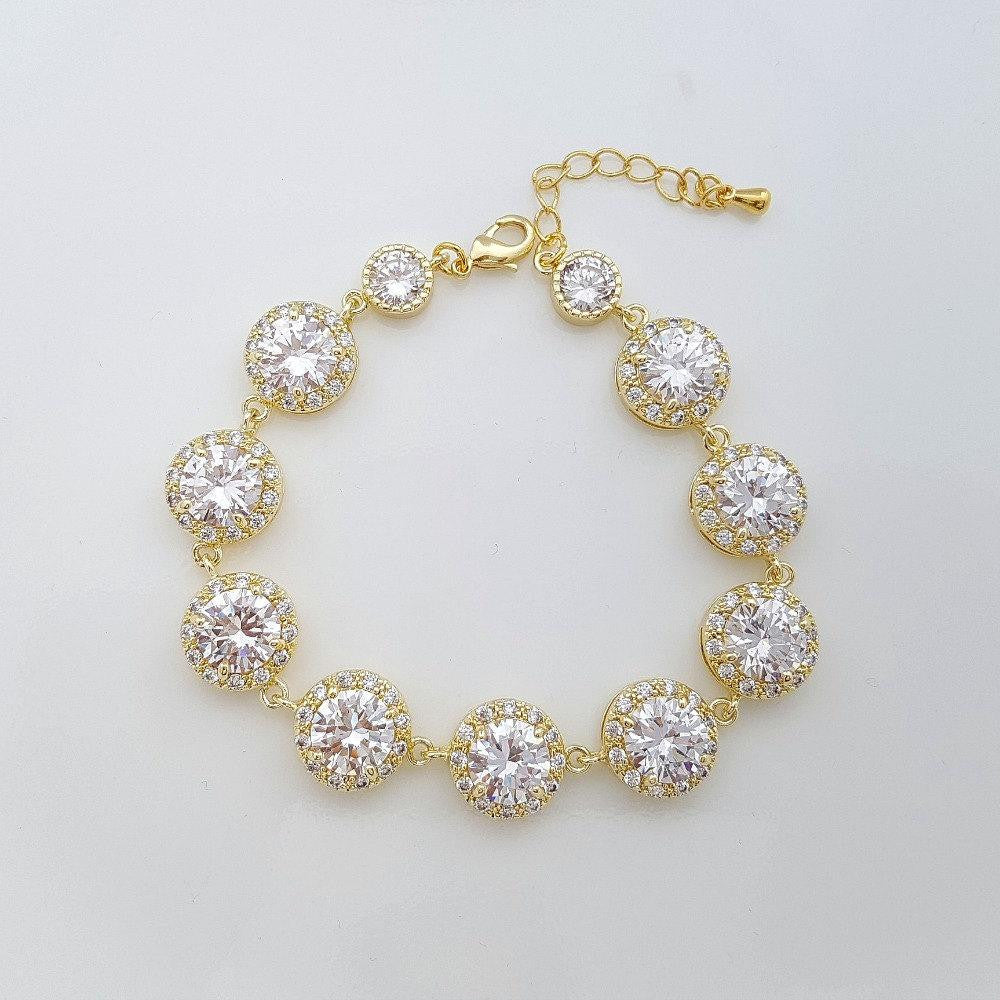 Rose Gold Wedding Bracelet, Crystal Bridal Bracelet, Wedding Jewelry, Rose Gold Cubic Zirconia Bracelet, Evita