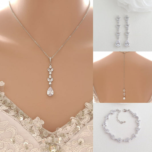 Bridal Necklace Set with Earrings Bracelet-Anya