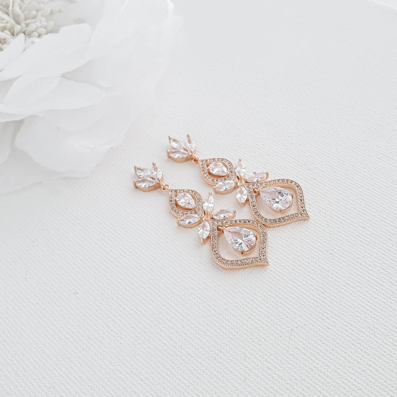 Wedding Earrings for Brides Rose Gold- Meghan