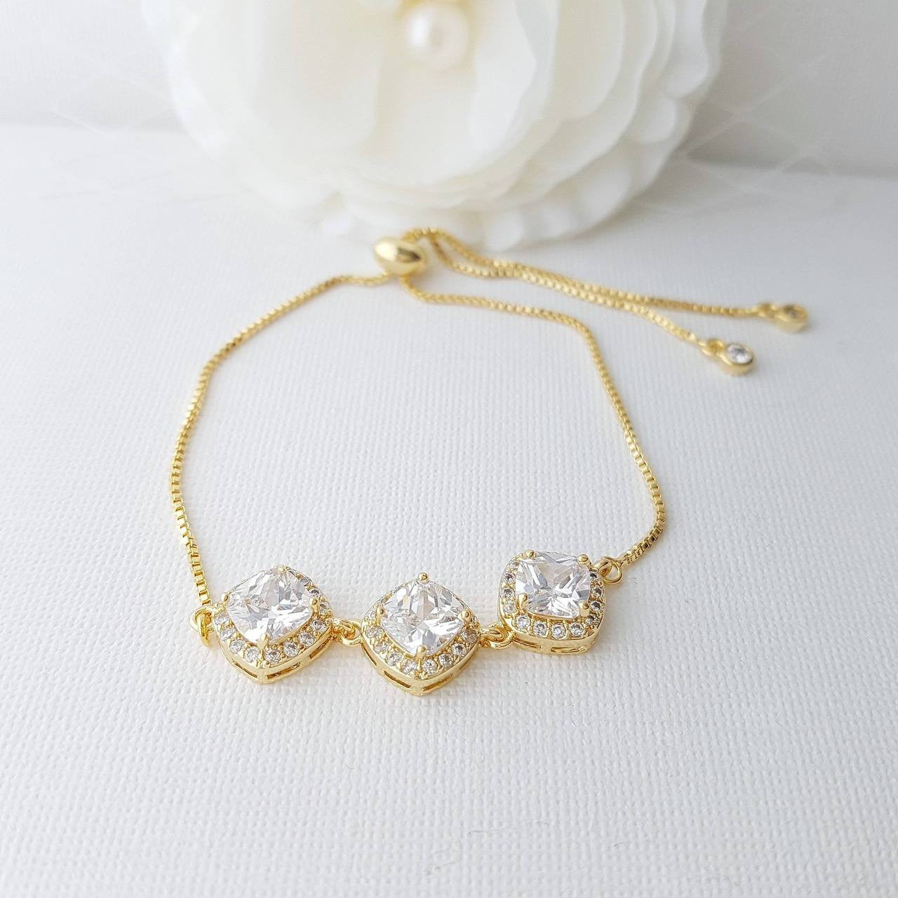 Rose Gold Slider Clasp Rhombus Bracelet-Celia