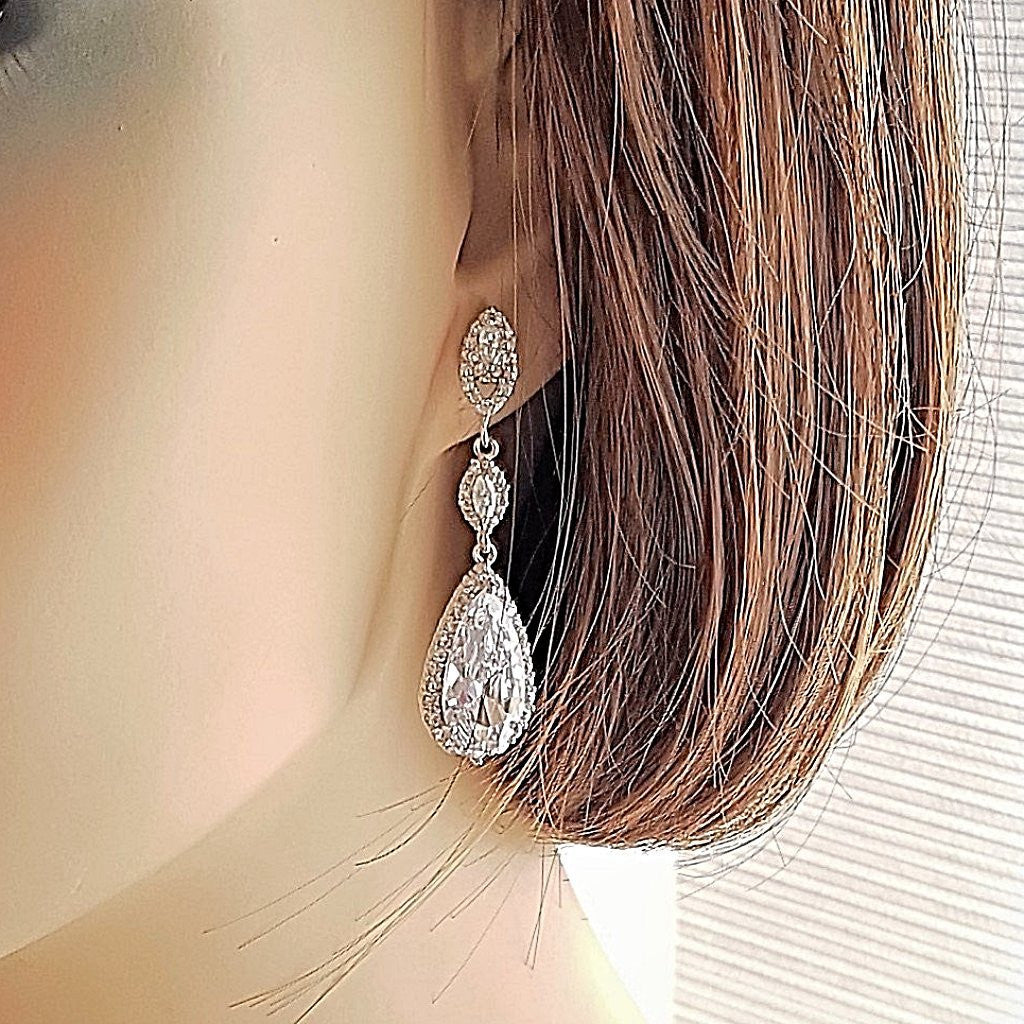 Teardrop Bridal Earrings- Karina
